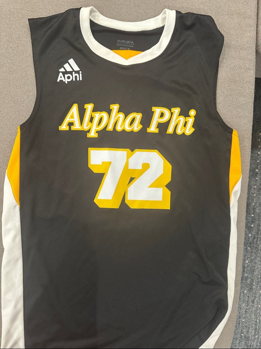 Alpha Phi Black & Yellow Basketball Jersey Sorority APHI Oversized Unisex Medium
